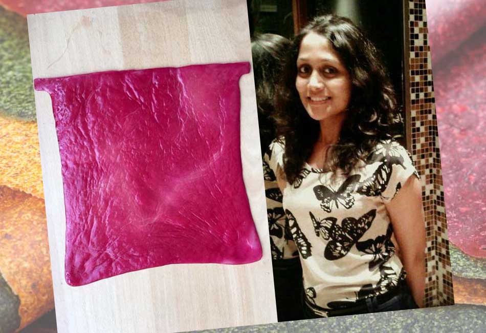 Trishla Sanjeev with home made Faux leather