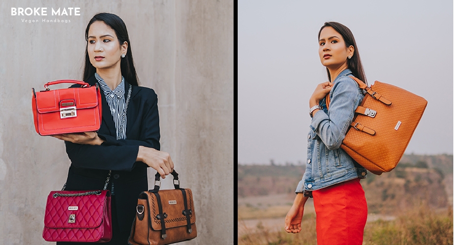 vegan handbags in india by broke mate