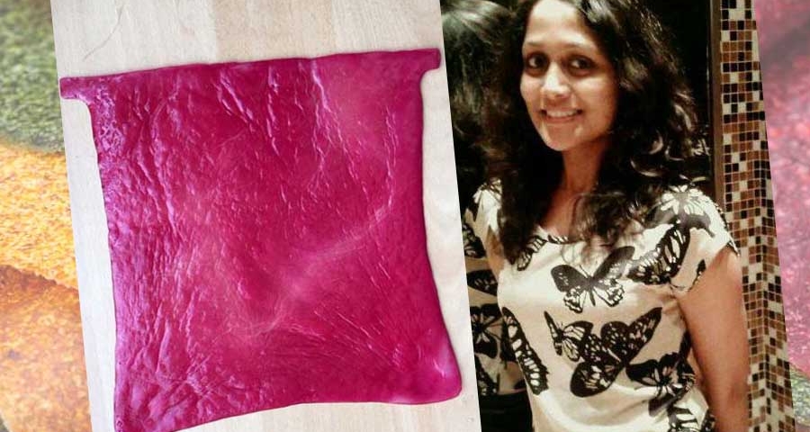 Trishla Sanjeev with home made Faux leather